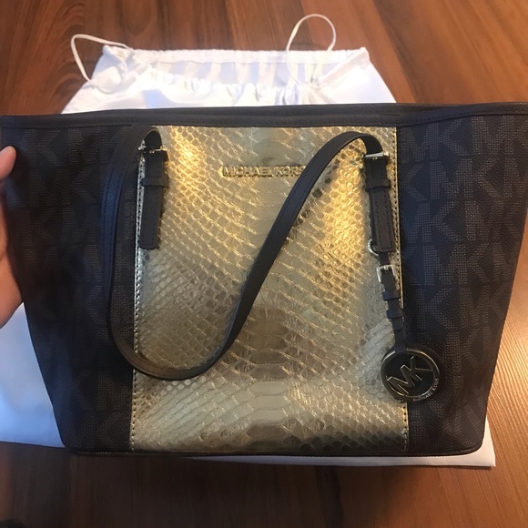 Michael Kors brown & gold snakeskin tote - Picture 2 of 3